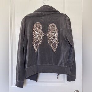 Large Gray Velour Victoria’s Secret Full Zip Hoodie